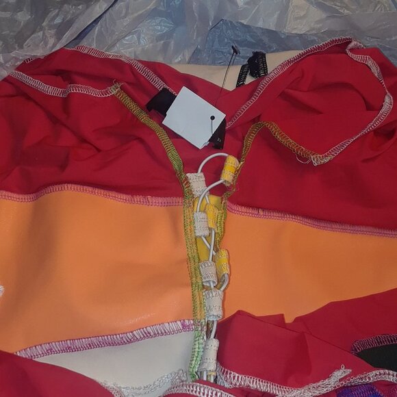 PLUS FAUX LEATHER PATCHWORK MINI DRESS (  BRAND NEW !! ) - Picture 8 of 8